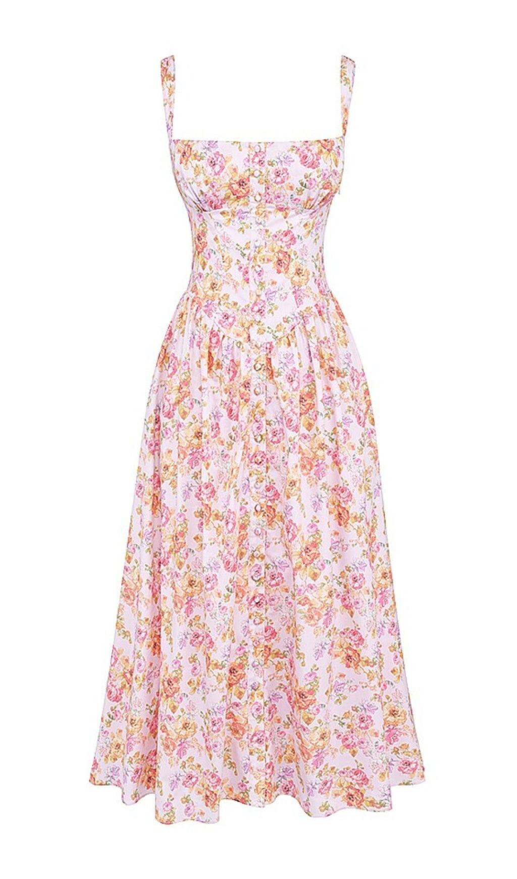 PINK PRINT MIDI SUNDRESS