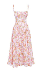 PINK PRINT MIDI SUNDRESS