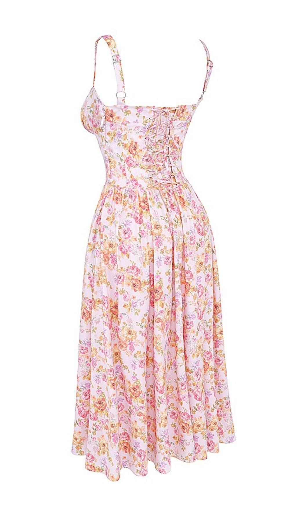 PINK PRINT MIDI SUNDRESS