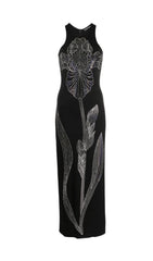 CRYSTAL EMBELLISHED SHEATH MAXI DRESS