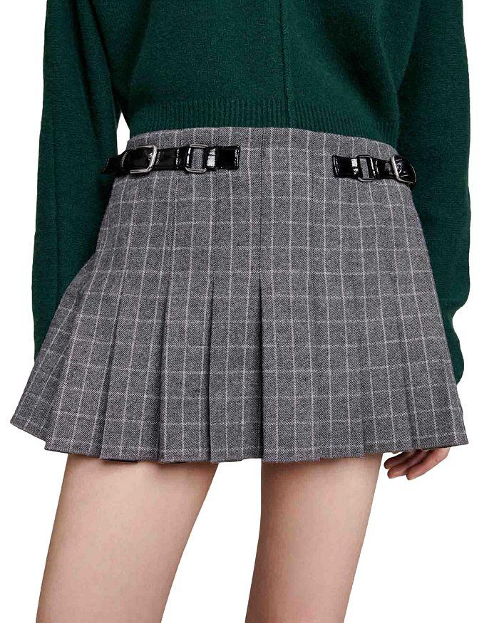 GREY PLEATED MINI SKIRT