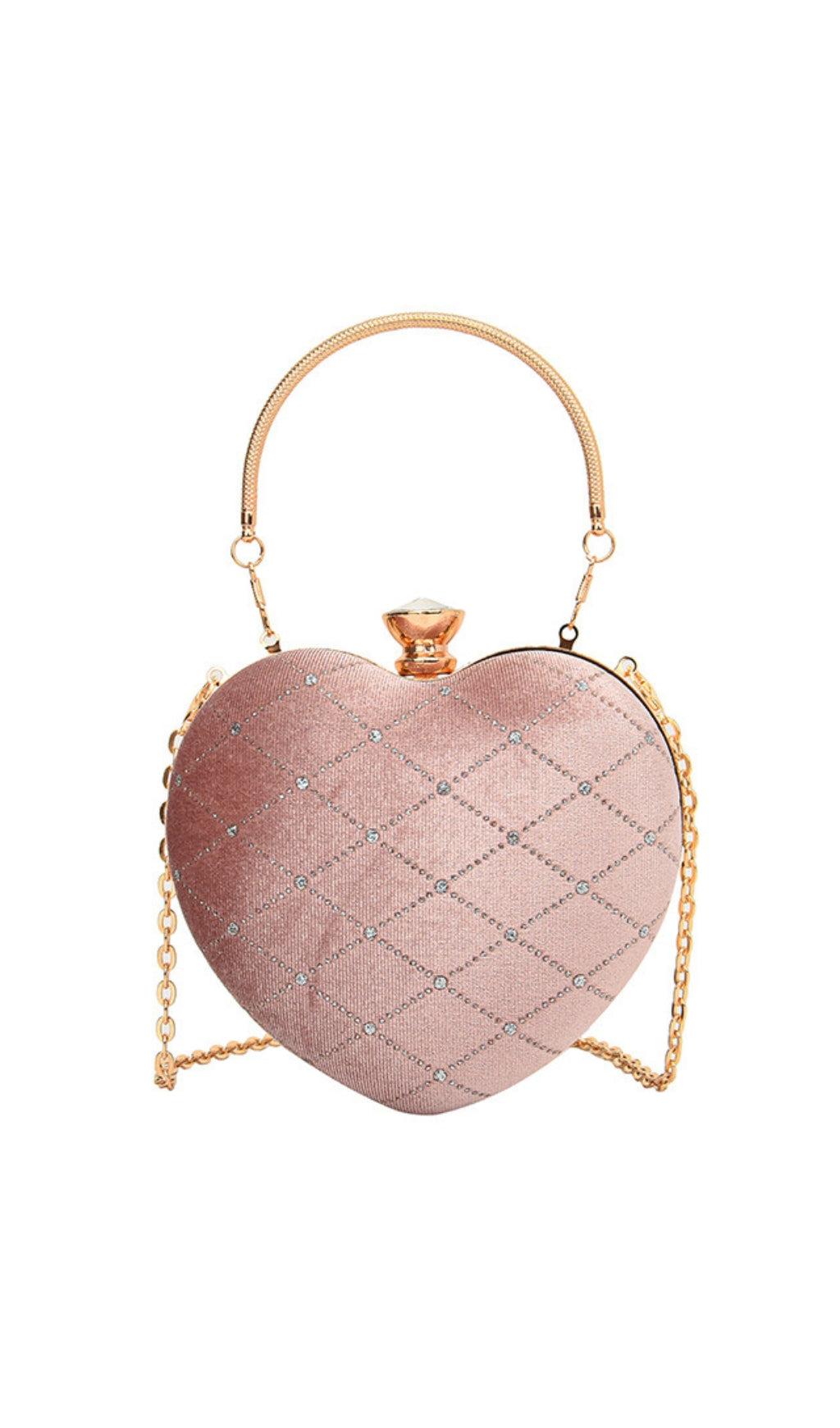 HEART SHAPED VELVET CLUTCH