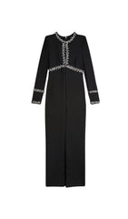 BANDAGE FIGURE FORM KNIT KEYHOLE EMBELLISHED MAXI DRESS