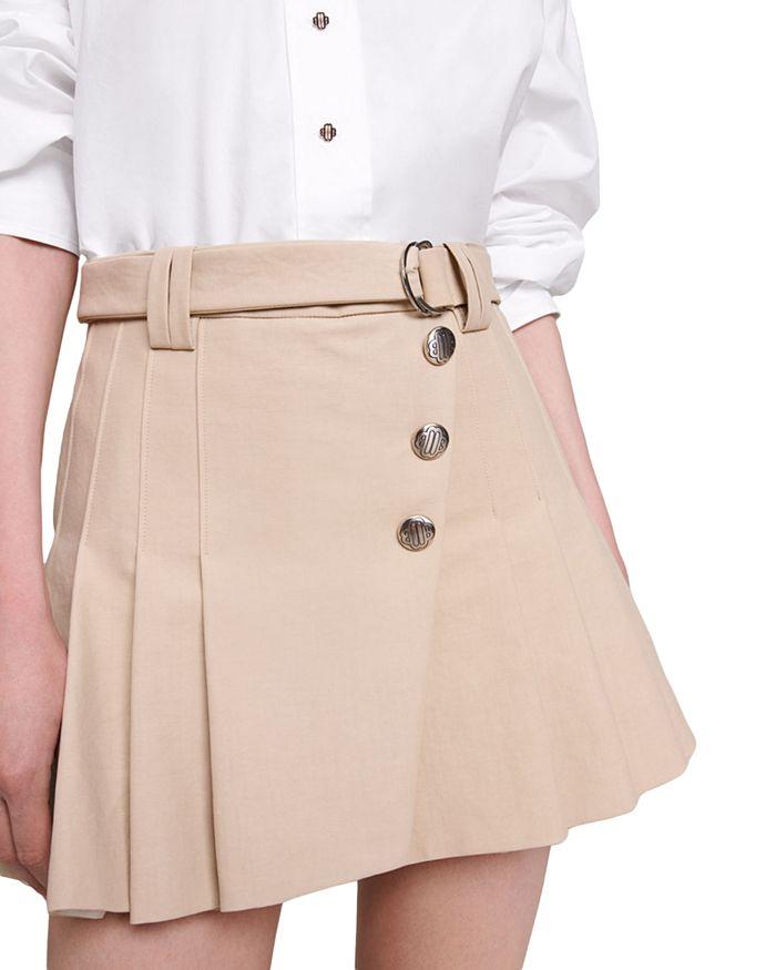 BEIGE PLEATED MINI SKIRT