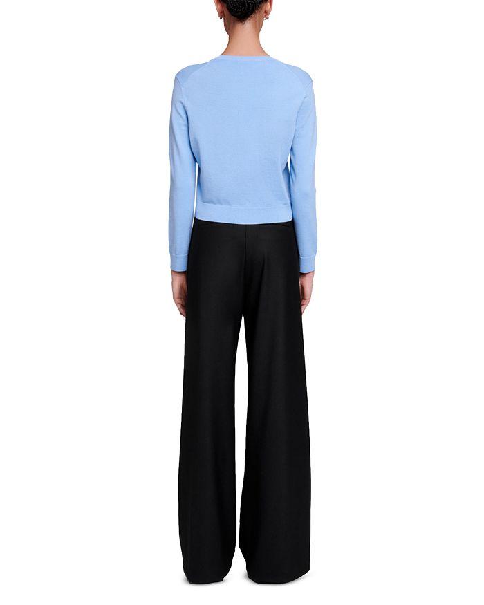 CLOVER-EMBELLISHED WOOL CARDIGAN IN BLEUS