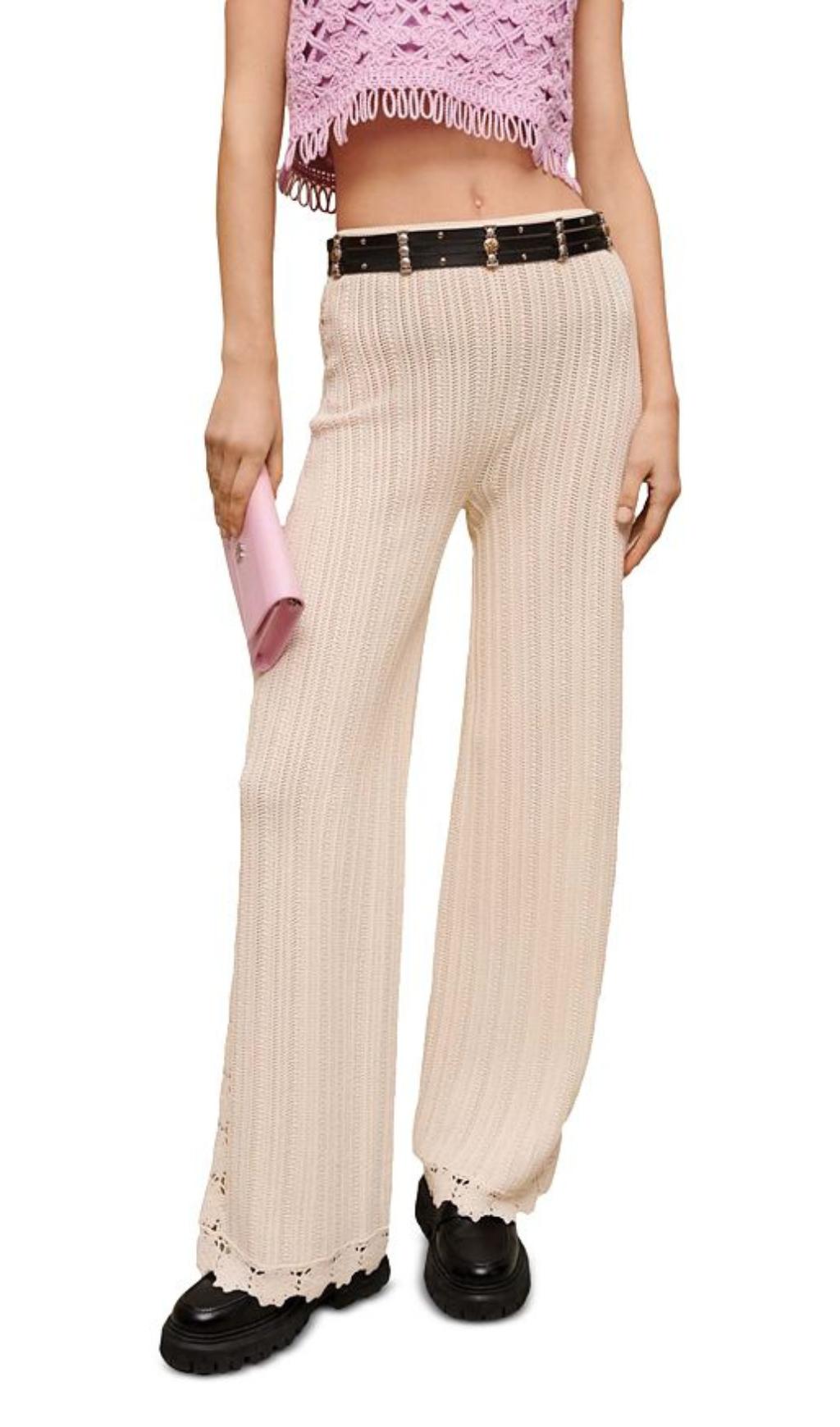 CRCHET TRIM KNIT PANTS