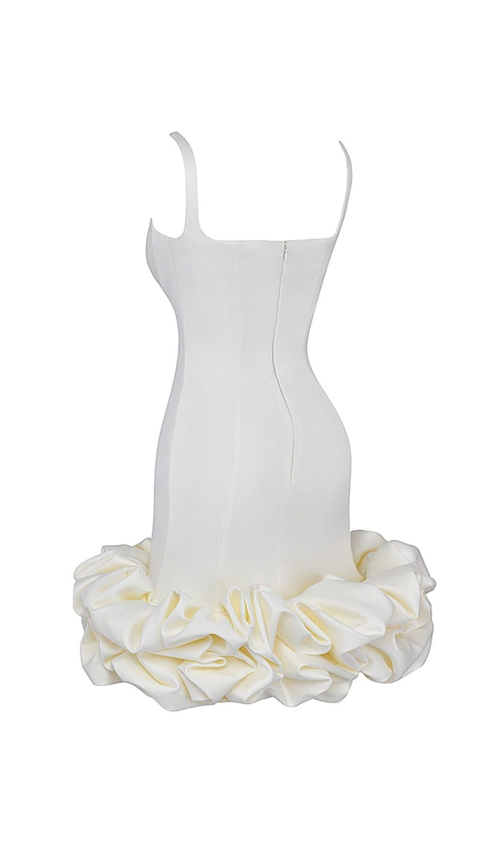 IVORY RUFFLE HEM DRESS