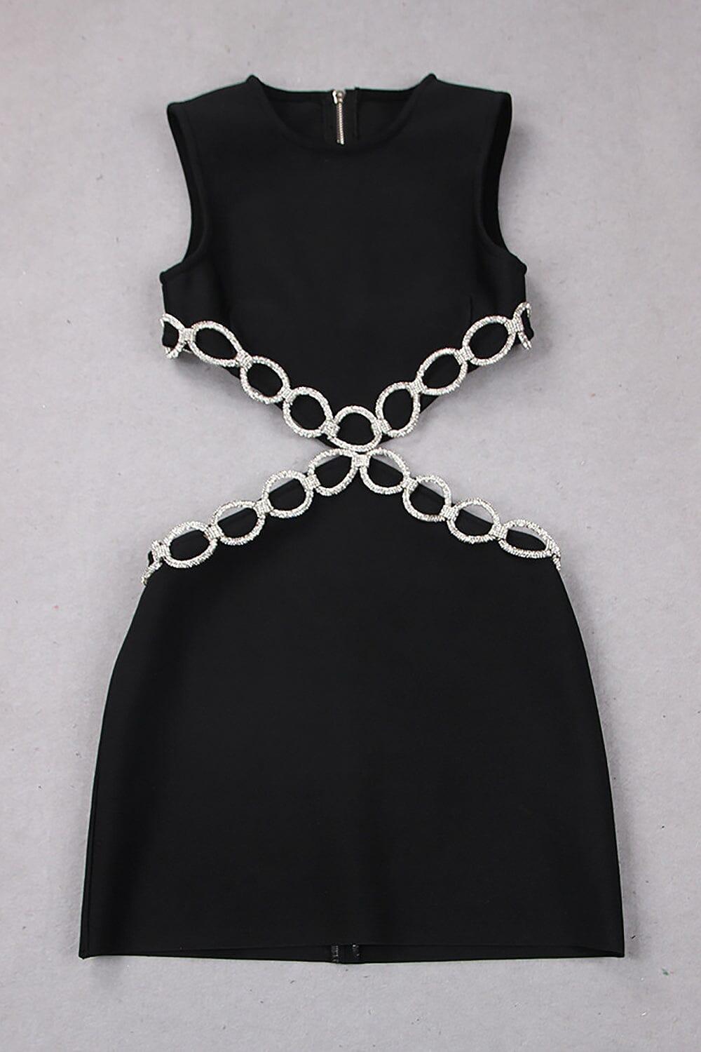 CRYSTAL EMBROIDERED SHORT BANDAGE DRESS