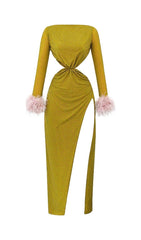 CHARTREUSE CRYSTALLISED MAXI DRESS