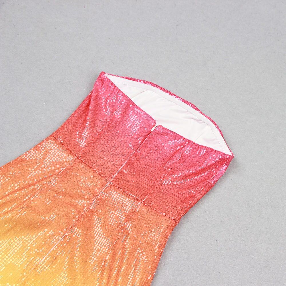 RED-YELLOW GRADIENT STRAPLESS MINI DRESS – Ohhal