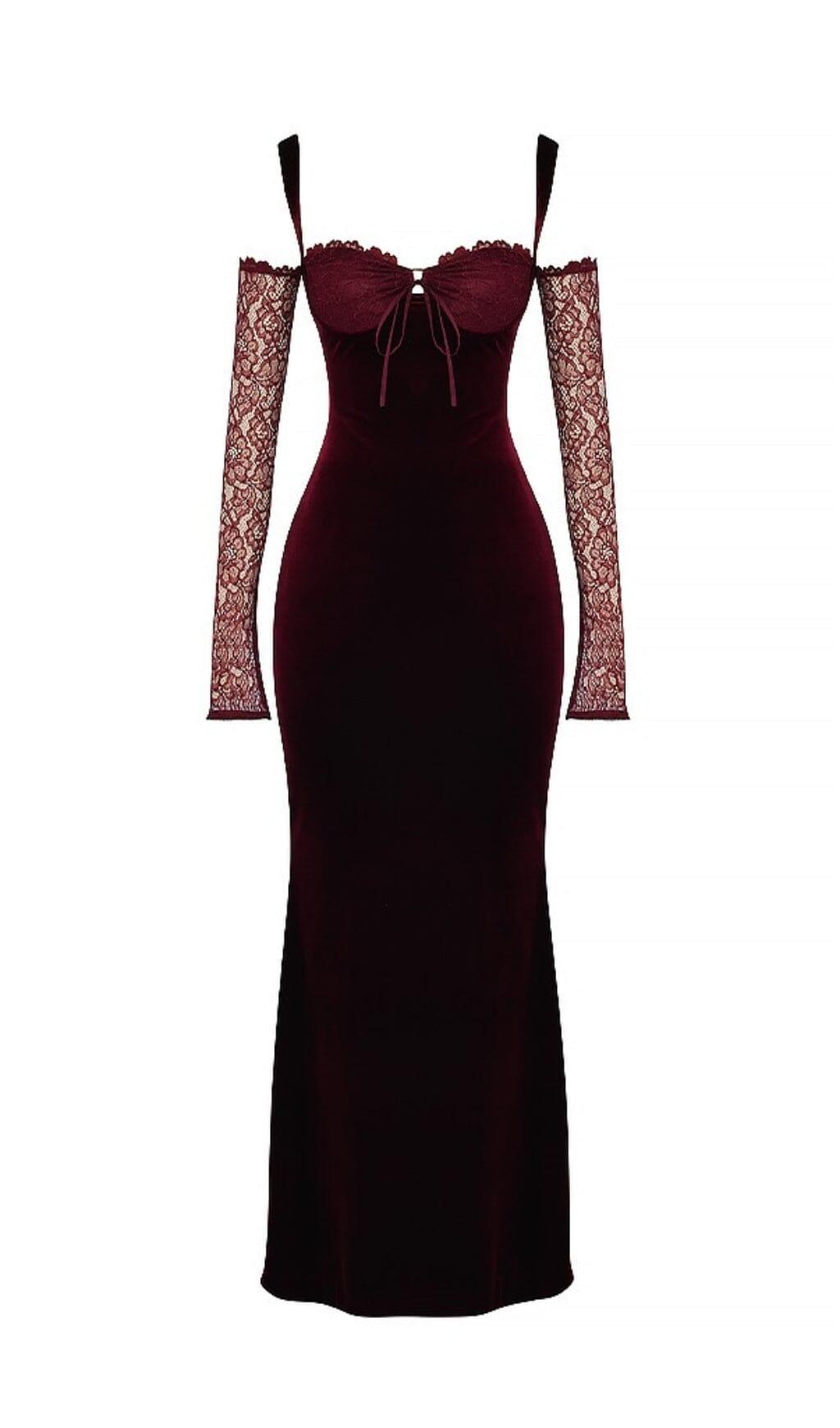 BLACK CHERRY VELVET MAXI DRESS