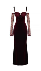 BLACK CHERRY VELVET MAXI DRESS