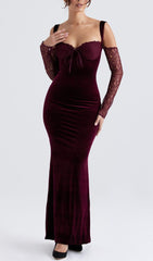 BLACK CHERRY VELVET MAXI DRESS