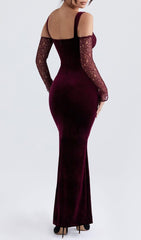 BLACK CHERRY VELVET MAXI DRESS