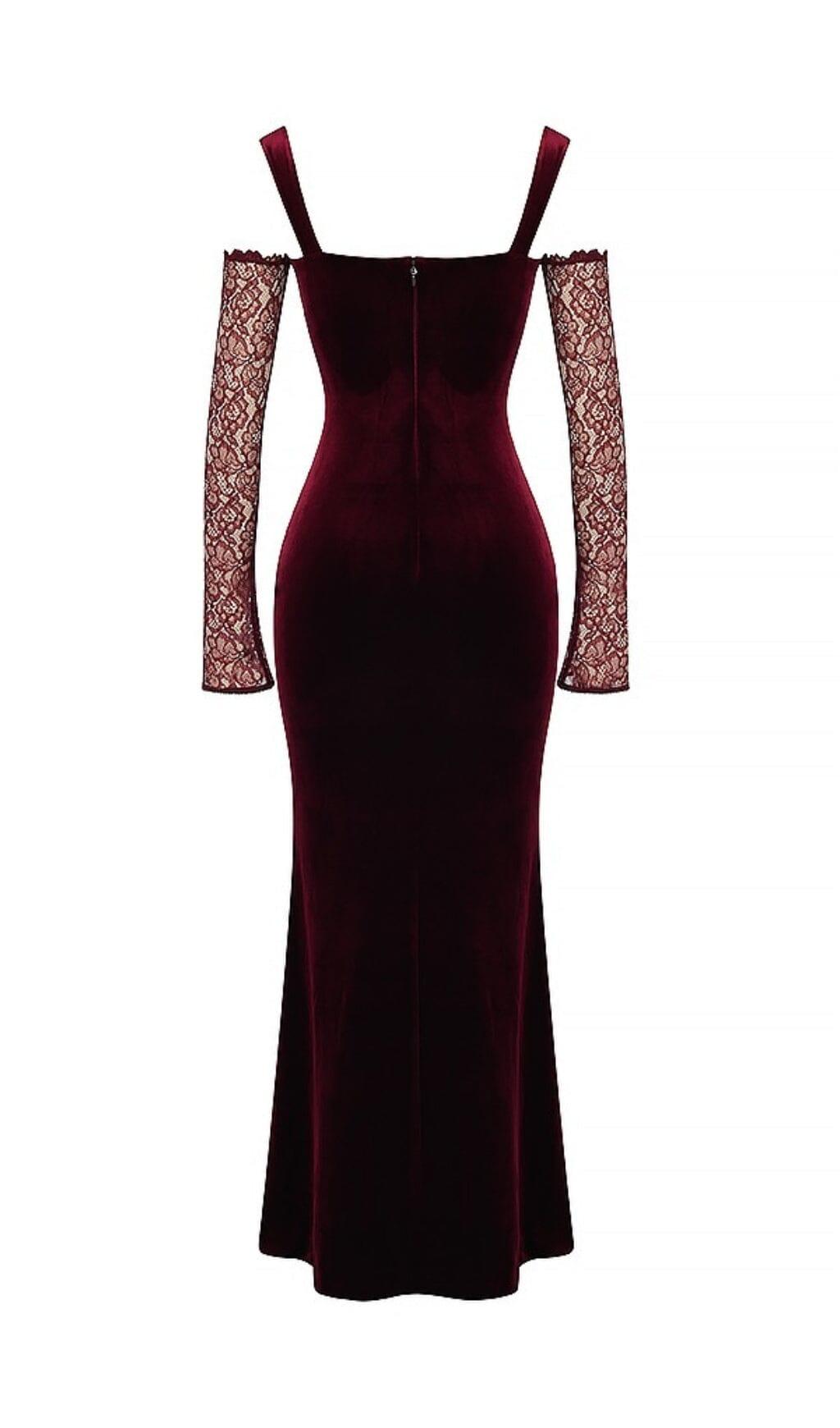 BLACK CHERRY VELVET MAXI DRESS