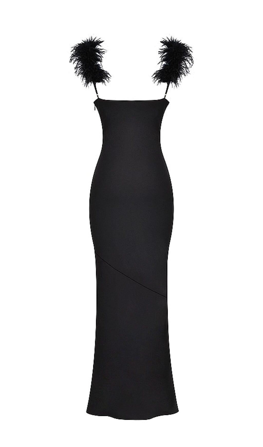 BLACK SATIN MAXI DRESS