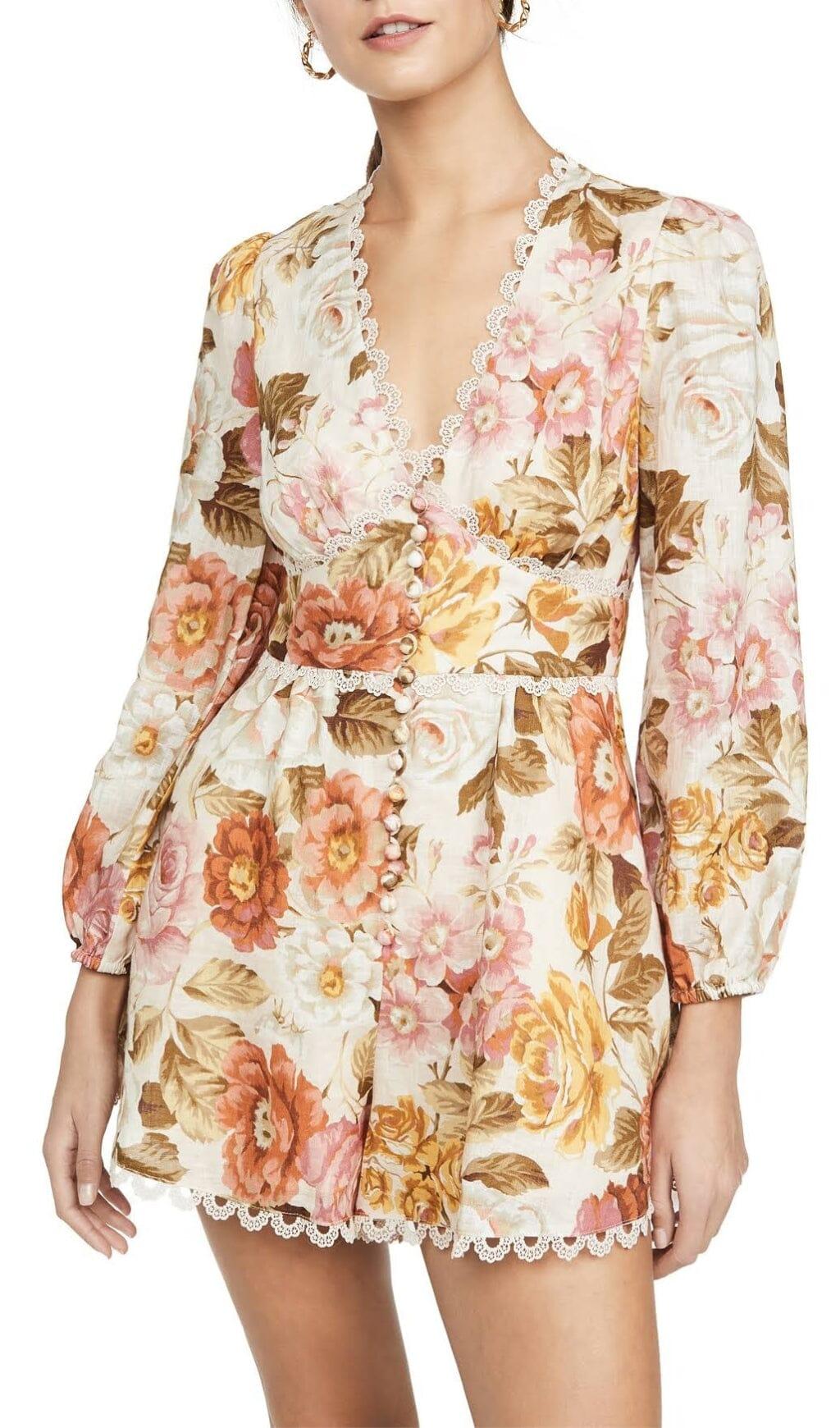 FLORAL-PRINT LINEN PLAYSUIT