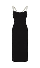 BANDAGE CUTOUT MIDI DRESS IN BLACK