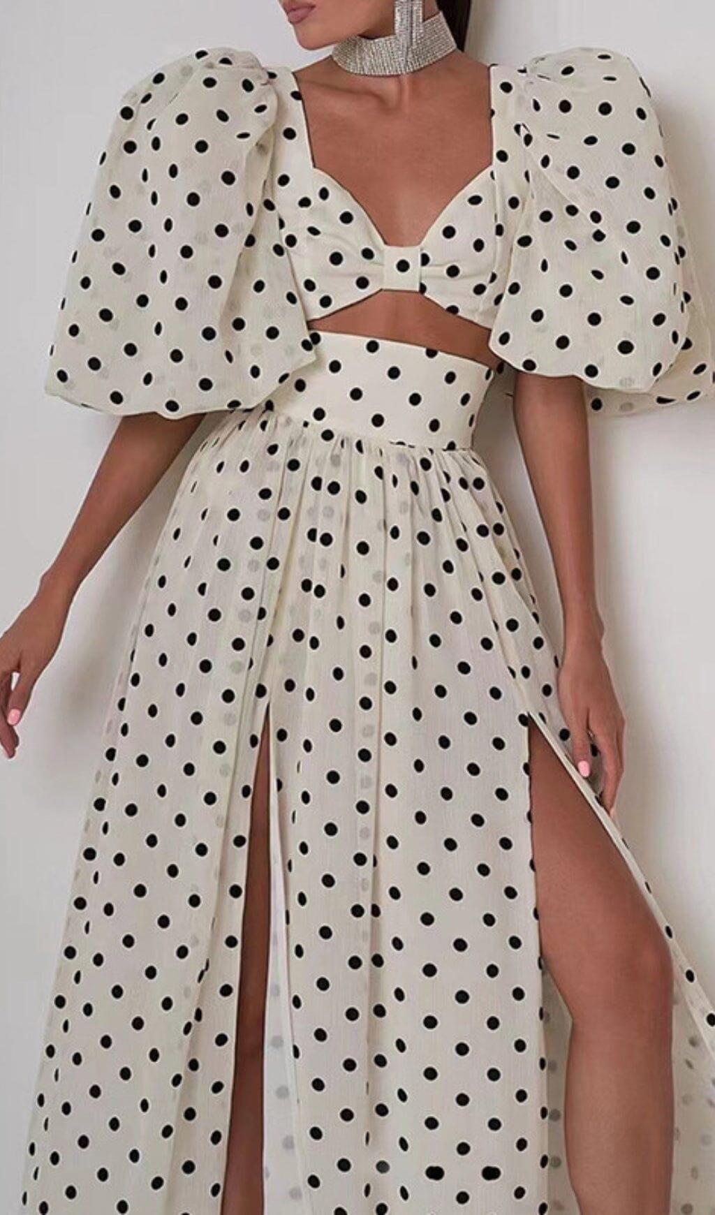 POLKA DOT SKIRT SET IN WHITE