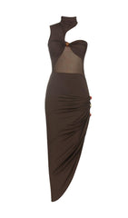 PLEATED SLEEVELESS BANDAGE MIDI DRESS