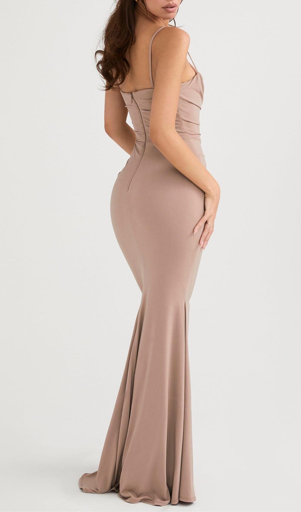 ALMOND JERSEY CORSET MAXI DRESS