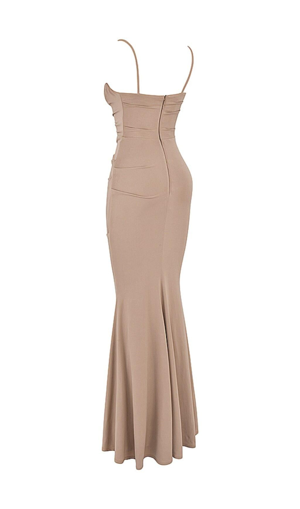 ALMOND JERSEY CORSET MAXI DRESS