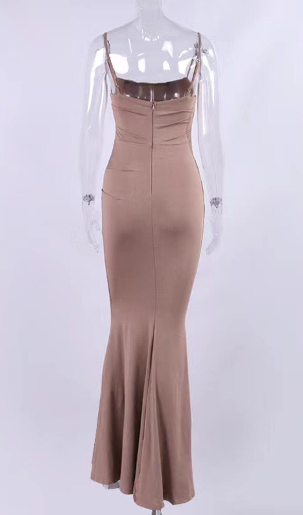 ALMOND JERSEY CORSET MAXI DRESS