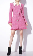 PINK HEAVY BEADED SMALL FRAGRANT WOOLEN JACKET