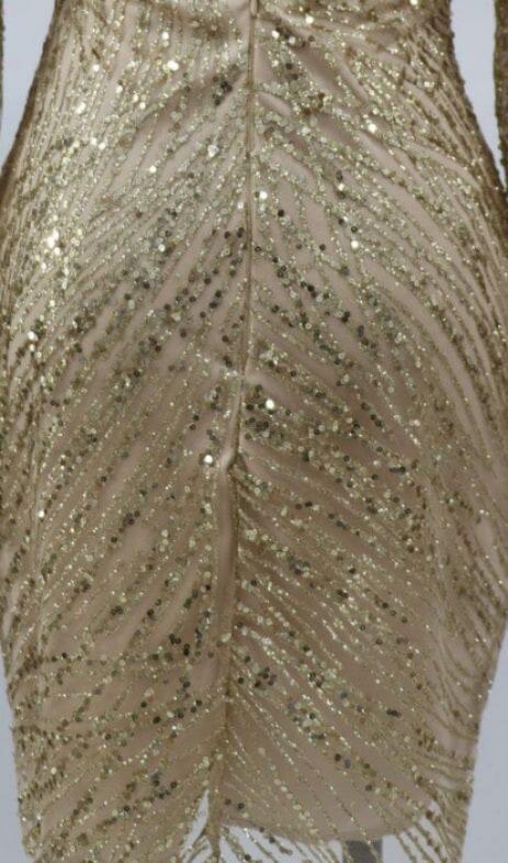 POLYESTER FASHION MODERN SEQUINS BACKLESS MINI DRESS IN GOLD