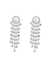 PEARL CRYSTAL TASSEL EARRINGS