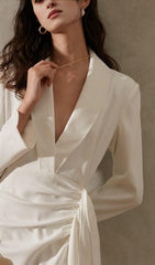 SUIT WRAP DRESS MINI DRESS IN WHITE 