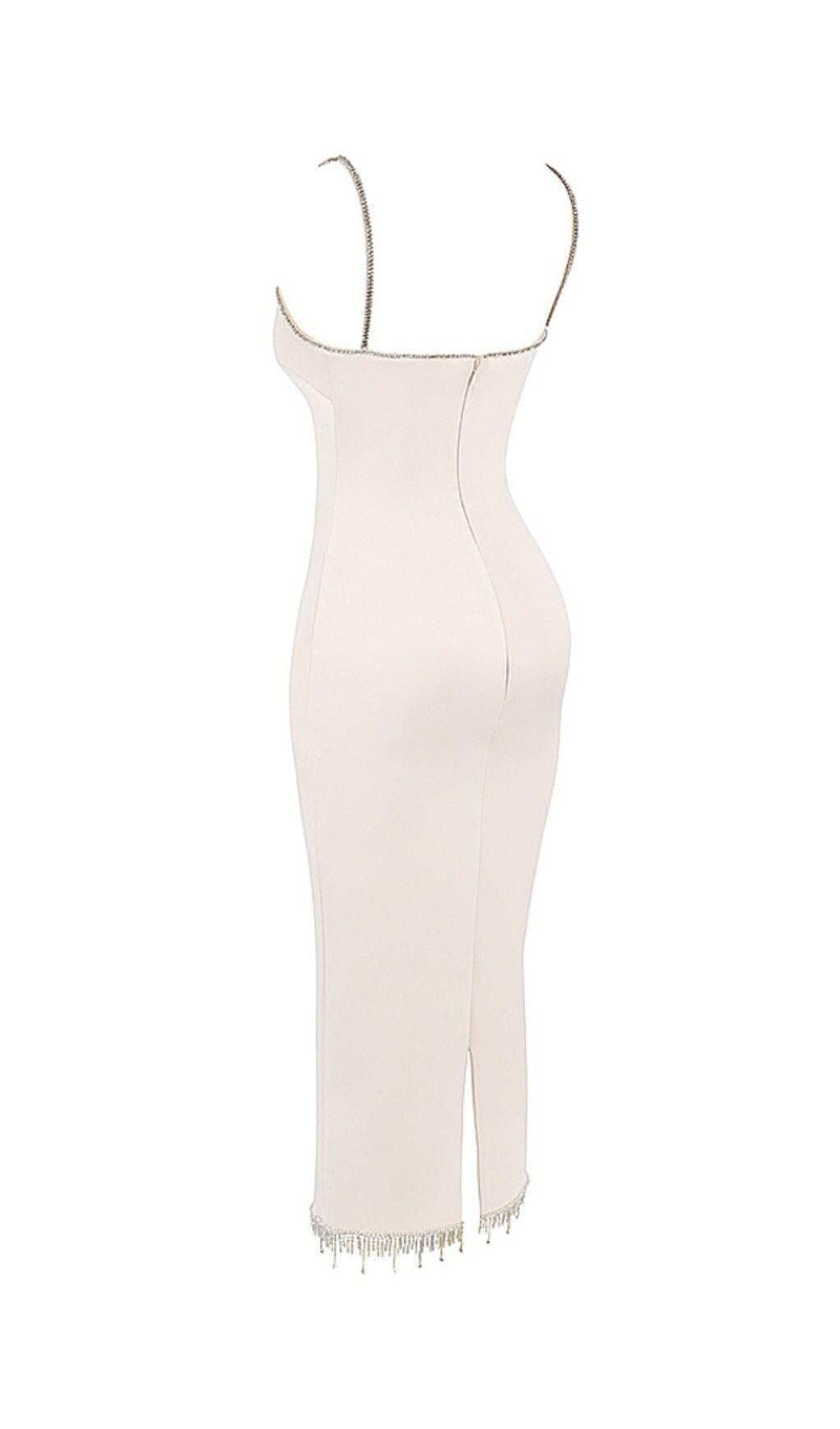 IVORY CRYSTALLISED MIDI DRESS