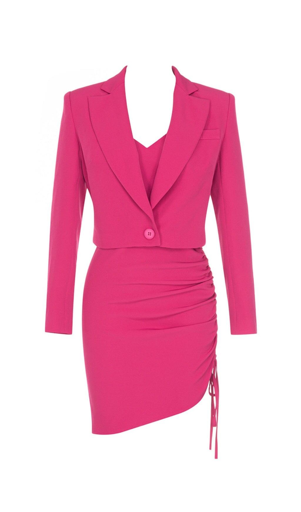 BARBIE PINK DRAWSTRING SLING SHORT SKIRT SUIT