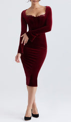 WINE VELVET CORSET DRESS