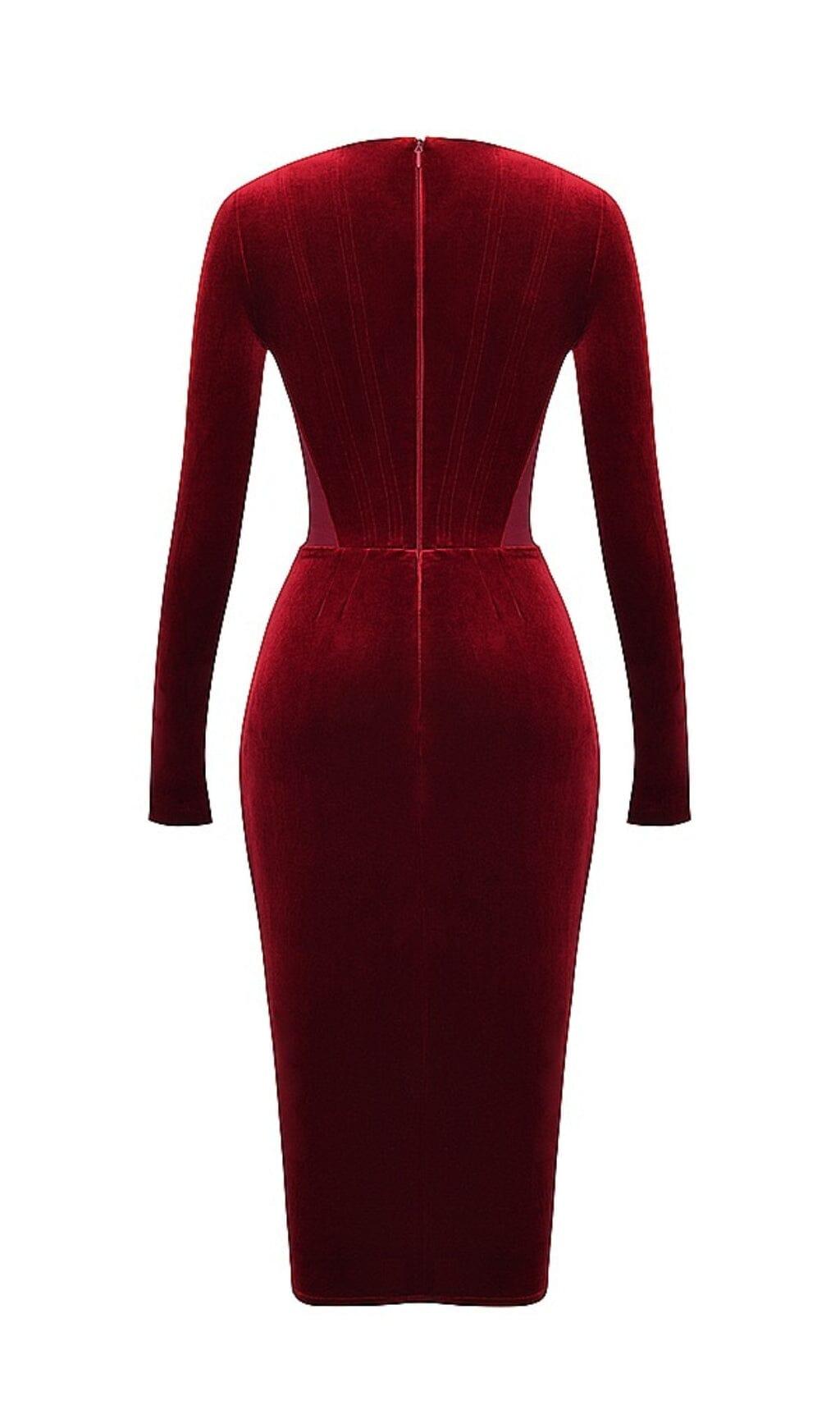 WINE VELVET CORSET DRESS