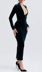 FOREST VELVET CORSET DRESS