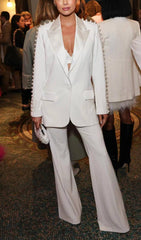 PEARL-DECORATED SUIT IN WHITE