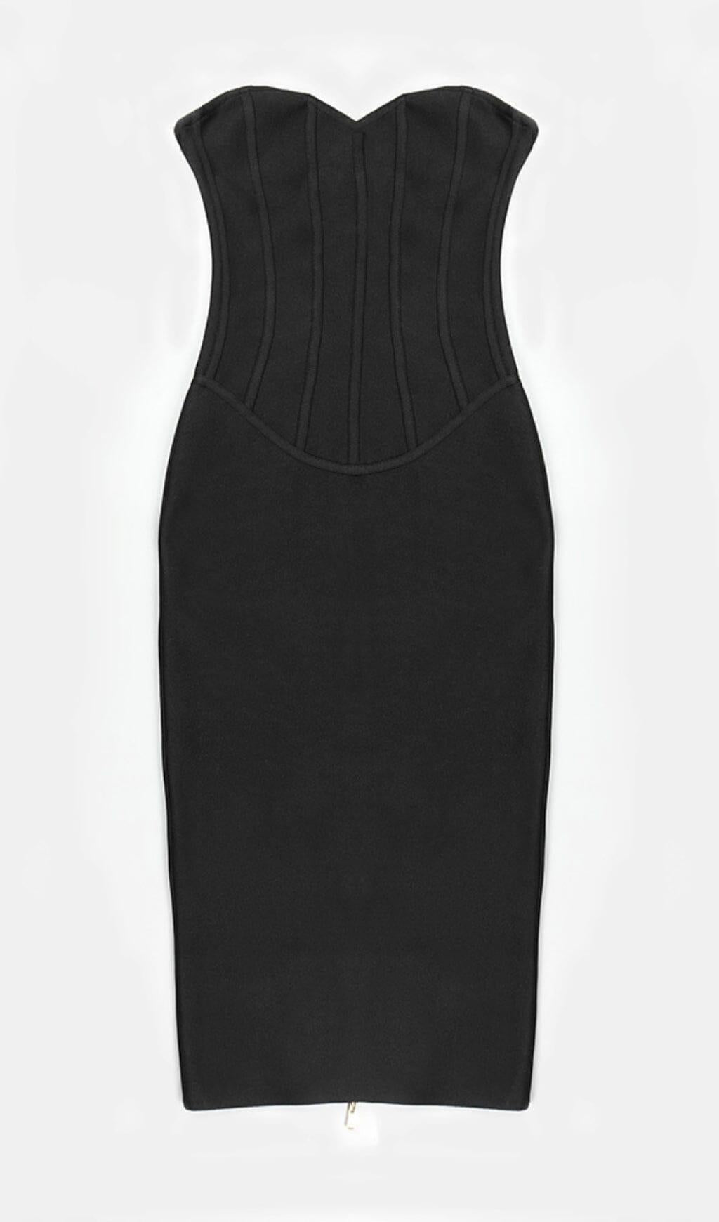 TUBE TOP TIGHT ZIPPER DRESS IN BLACK