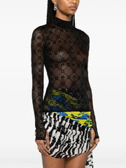 BLACK REGENERATED MOONOGRAM MESH TOP