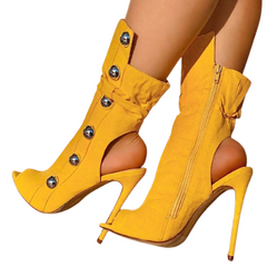 Yellow Ankle Stiletto Boots