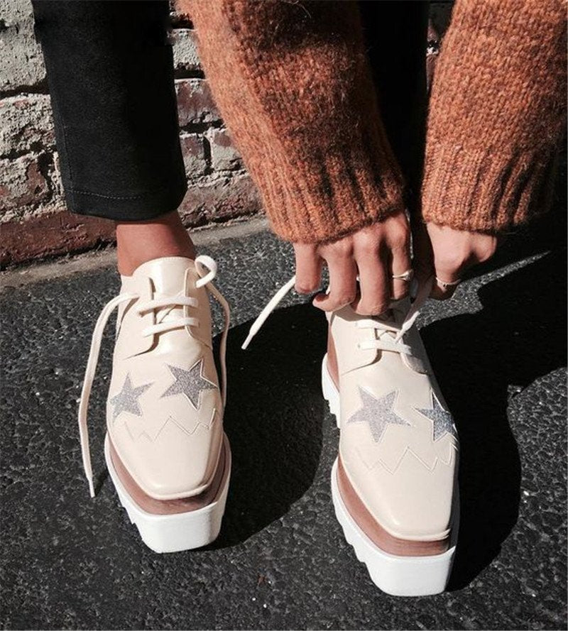 Stella McCartney Inspired Square-toe Wedge Sneakers