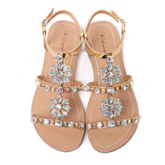 Shining Diamond Rhinestone Casual Flat Sandals