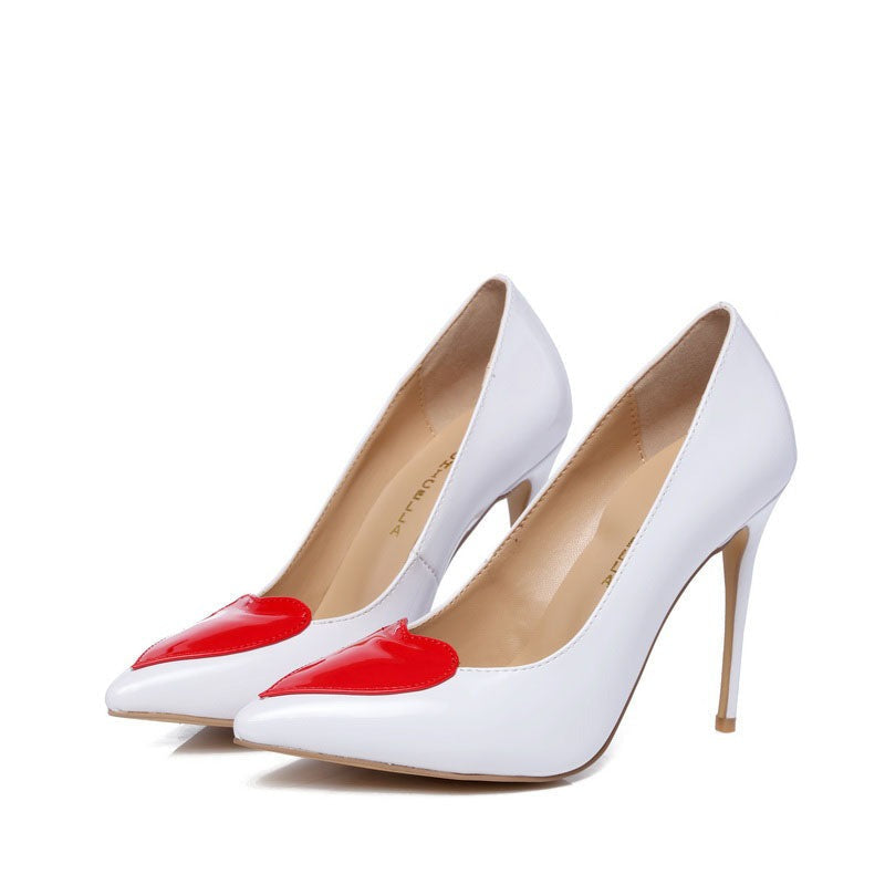 Red Heart Design Party Pumps