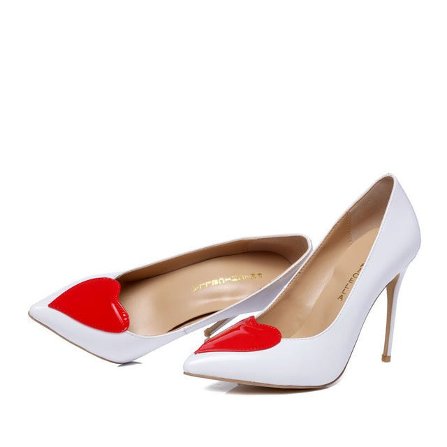 Red Heart Design Party Pumps