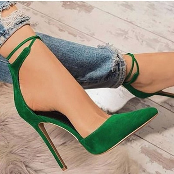 Thin High Heels Lace Up  Pumps