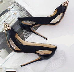 Side Leather High Heel Pumps