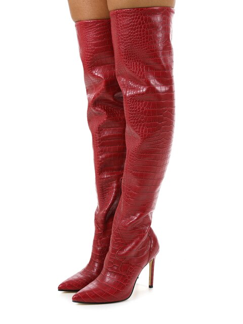 Red Thigh High Boots