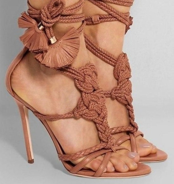 Rope Knot Lace-up  Sandals