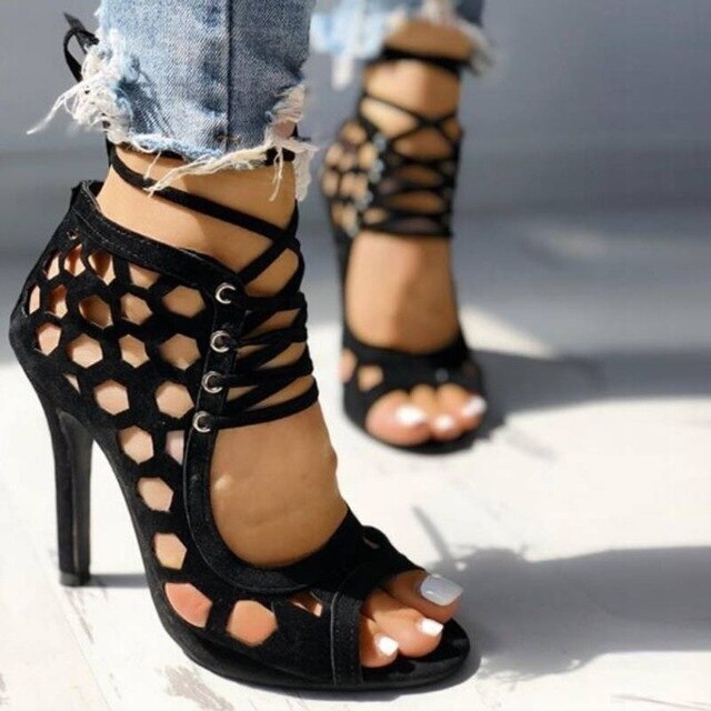 Gladiator Lace Up High Heel Sandals