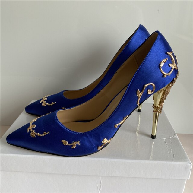 Flower Vine Leaf Heel Pumps